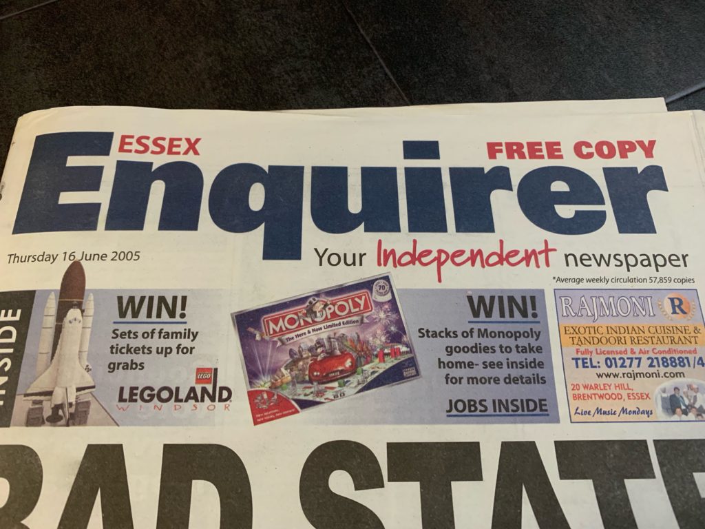 Essex Enquirer - Thursday 16th June 2005 - Tsunami Earthquake - Paint the Sky with Stars