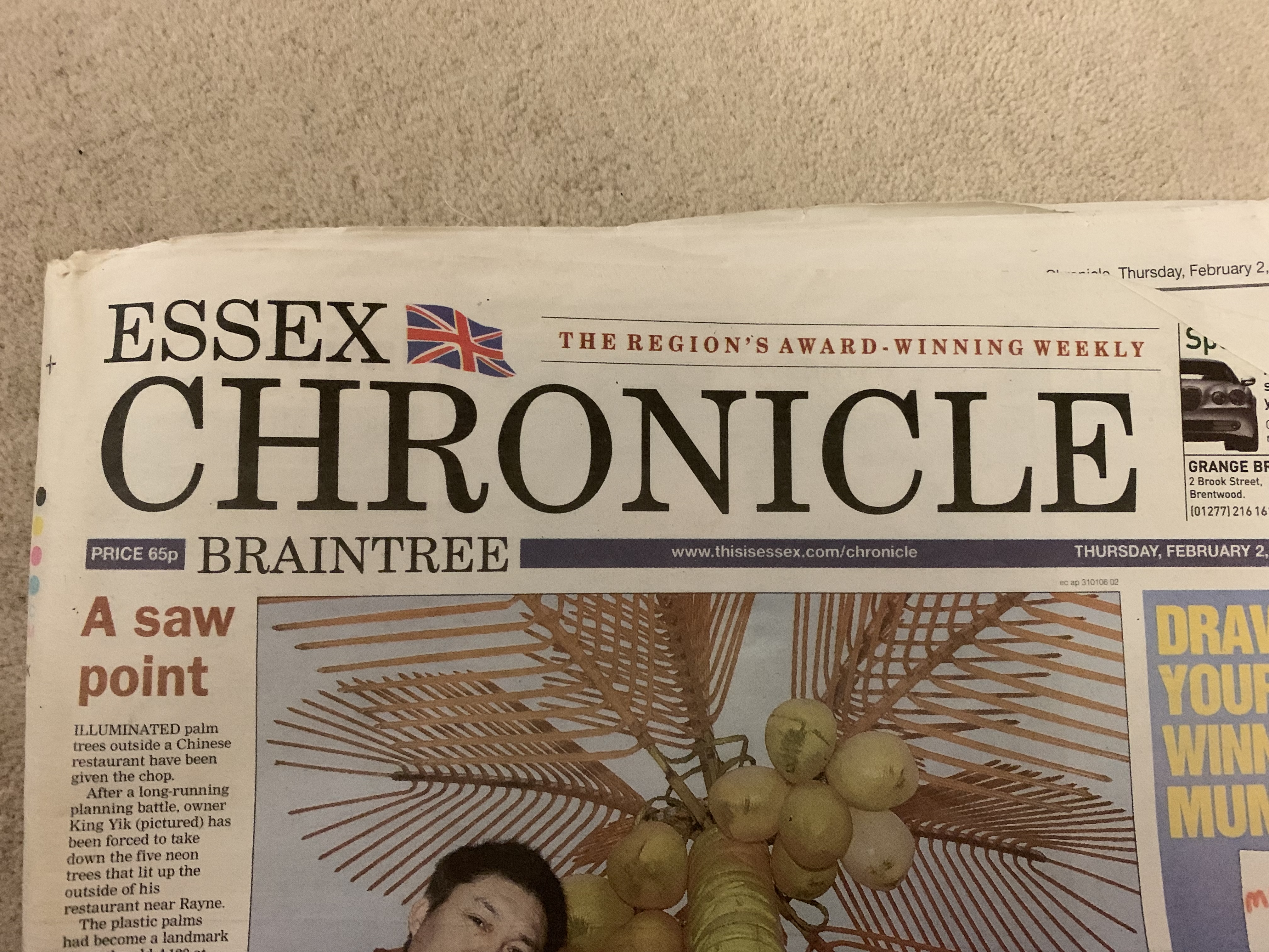 Essex Chronicle - Thursday 2nd February 2006 - Gay Marriage / Civil Partnership