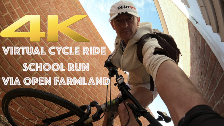 4K HD Virtual Cycle / Bike Ride in Great Notley, Essex | School Run and Open Farmland